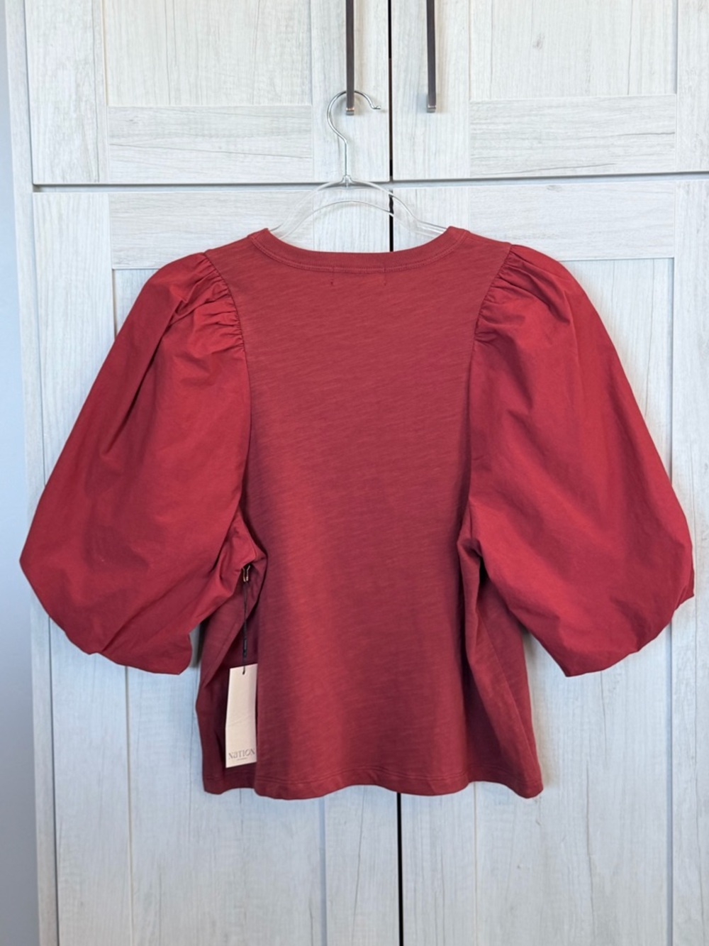 Nation LTD Paola Red Puff Sleeve Top - Picture 7 of 8